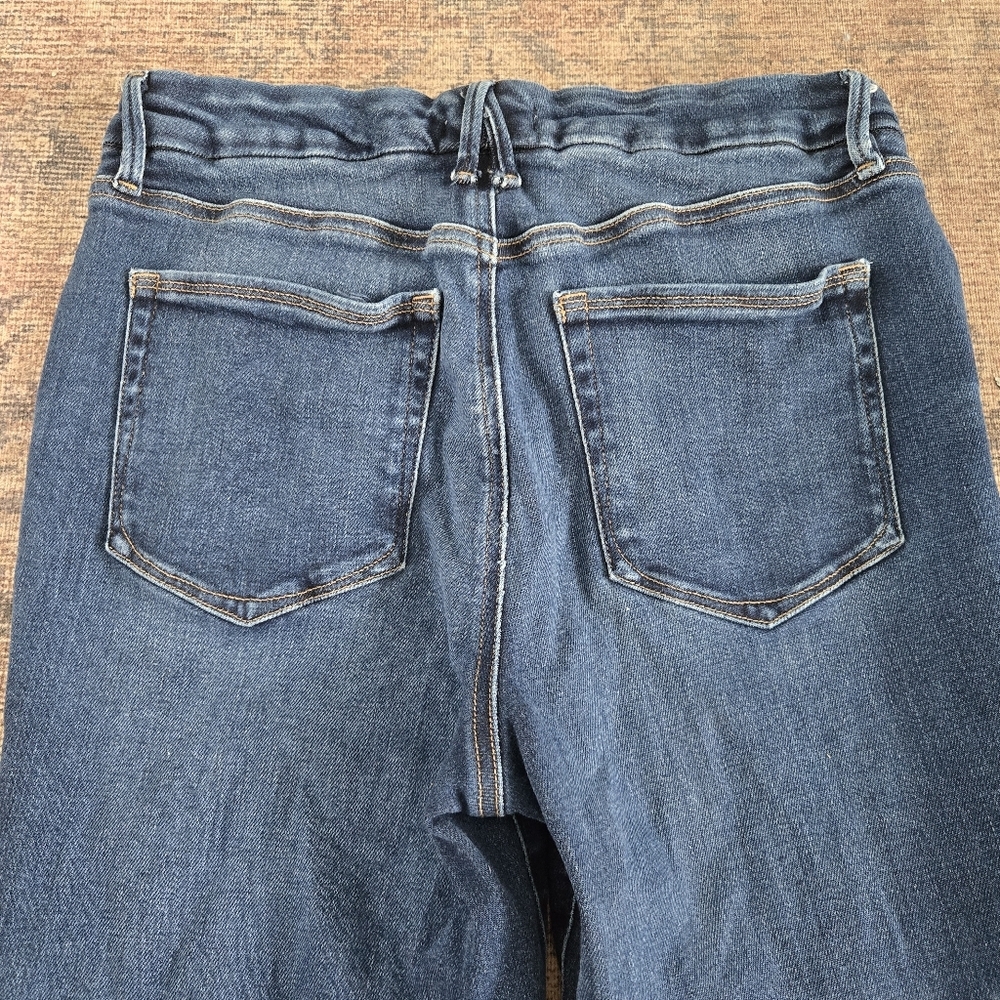 Good American Good Classic Bootcut Baby Step Hem Denim Jeans Indigo Blue Size 12 - Picture 8 of 8